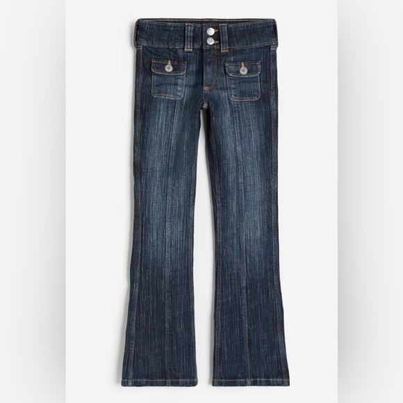 H&M Other - H&M Bootcut Leg Low Jeans Dark Denim Blue Wash Adjustable Waist Girls Size 10 #3